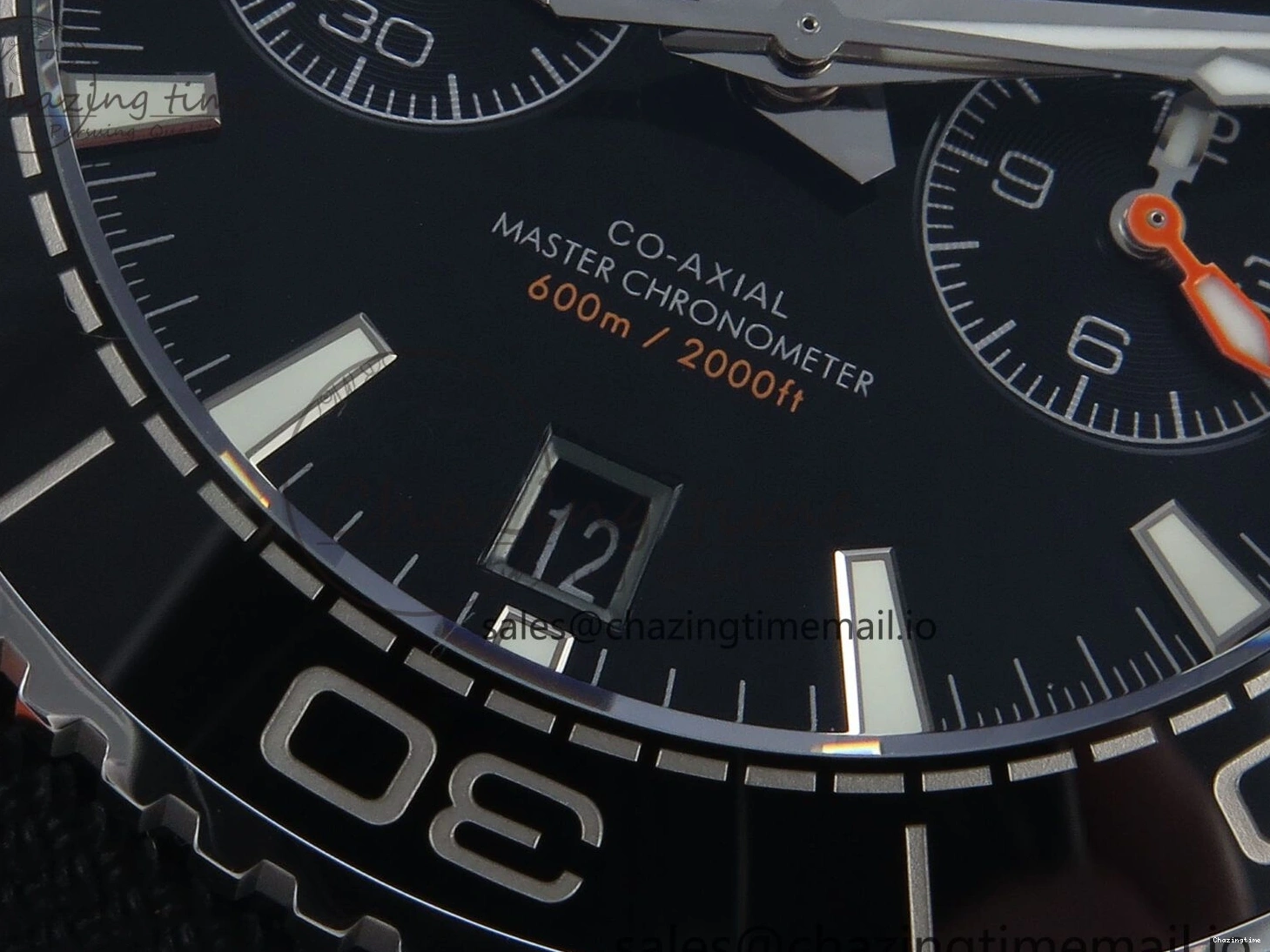 0112 Planet Ocean Master Chronometer 600M 45.5mm SS SCF 1:1 Best Edition Black Orange Bezel Black Dial on Black Rubber Strap A9900 Super Clone ModernLook 7667